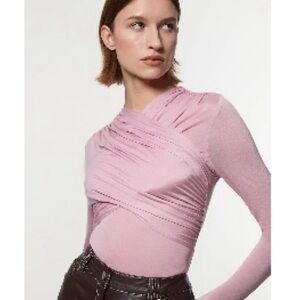 NWOT Karen Millen Pink Wrap Blouse